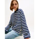 Th Ww0ww47507 Lwk Gold Button Terry Kadın Sweatshırts – LACİVERT - Görsel 2