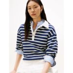 Th Ww0ww47457 Gold Button Rugby Terry Kadın Sweatshırts – LACİVERT - Görsel 2