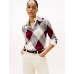 Th Ww0ww48393 Co Argyle Polo-nk Kadın Sweaters – BORDO-KREM