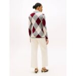 Th Ww0ww48393 Co Argyle Polo-nk Kadın Sweaters – BORDO-KREM - Görsel 3